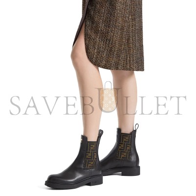 FENDI FILO BLACK LEATHER AND FF FABRIC BIKER BOOTS 8T8576A379F1TOG FENDI FILO BLACK LEATHER AND FF FABRIC BIKER BOOTS 8T8576A379F1TOG